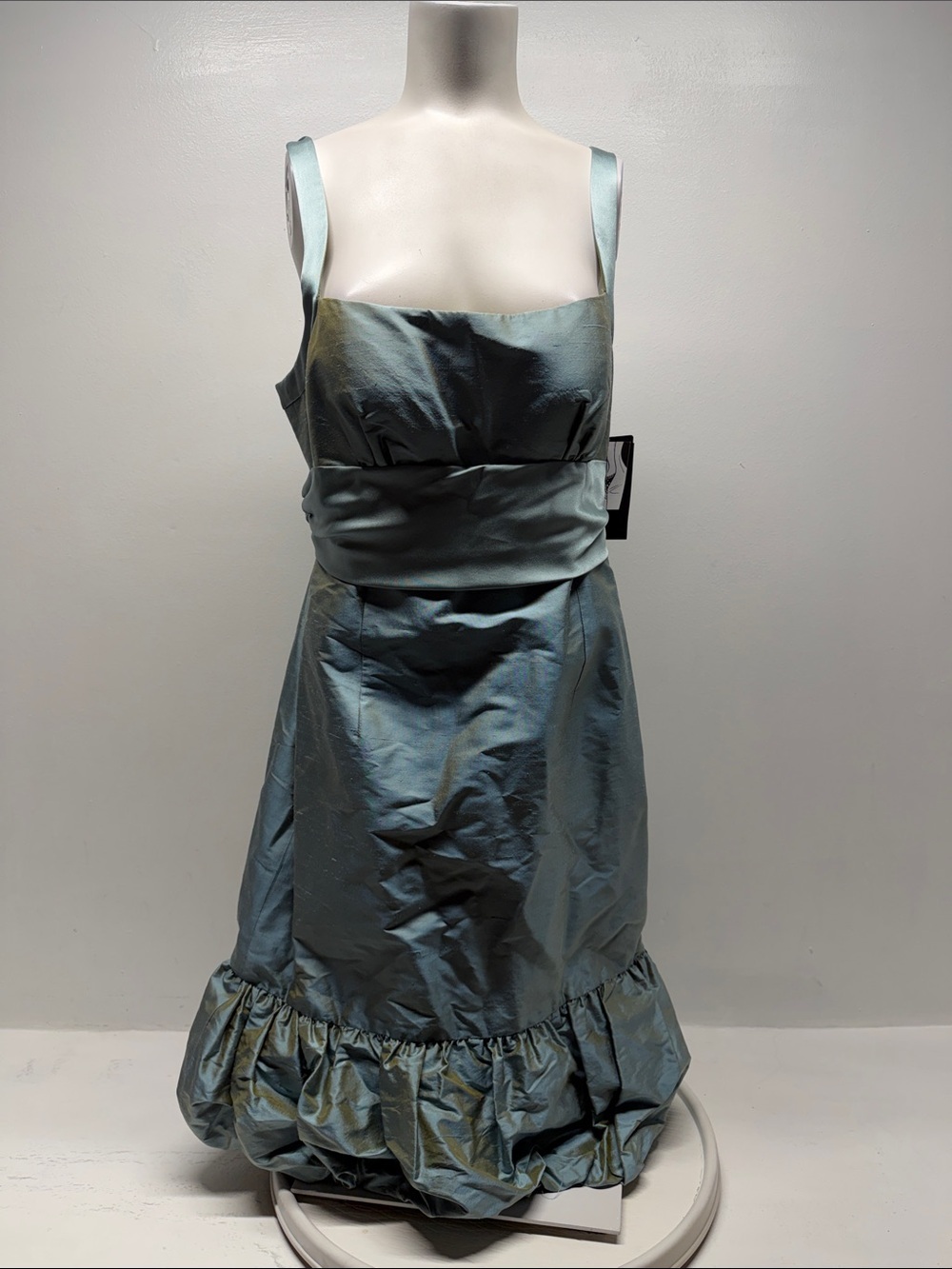 Nicole Miller Dress Midi Sleeveless 100% Silk Chiffon Ruffled Y2K Blue New 10